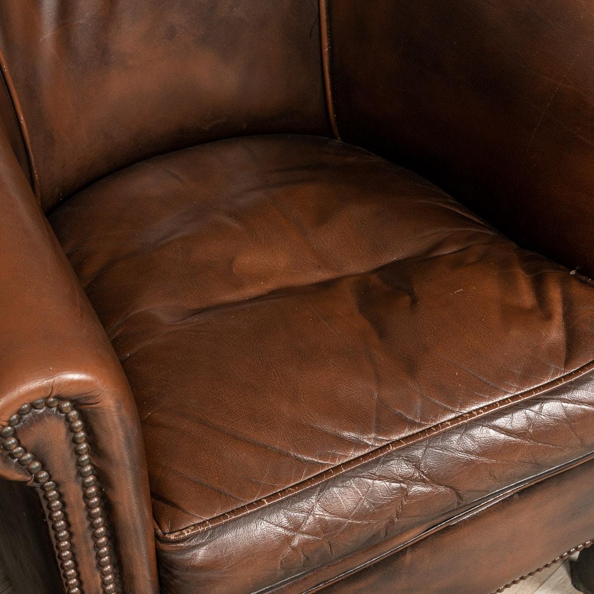 20th Century Pair of Dutch Leather Club Chairs 13