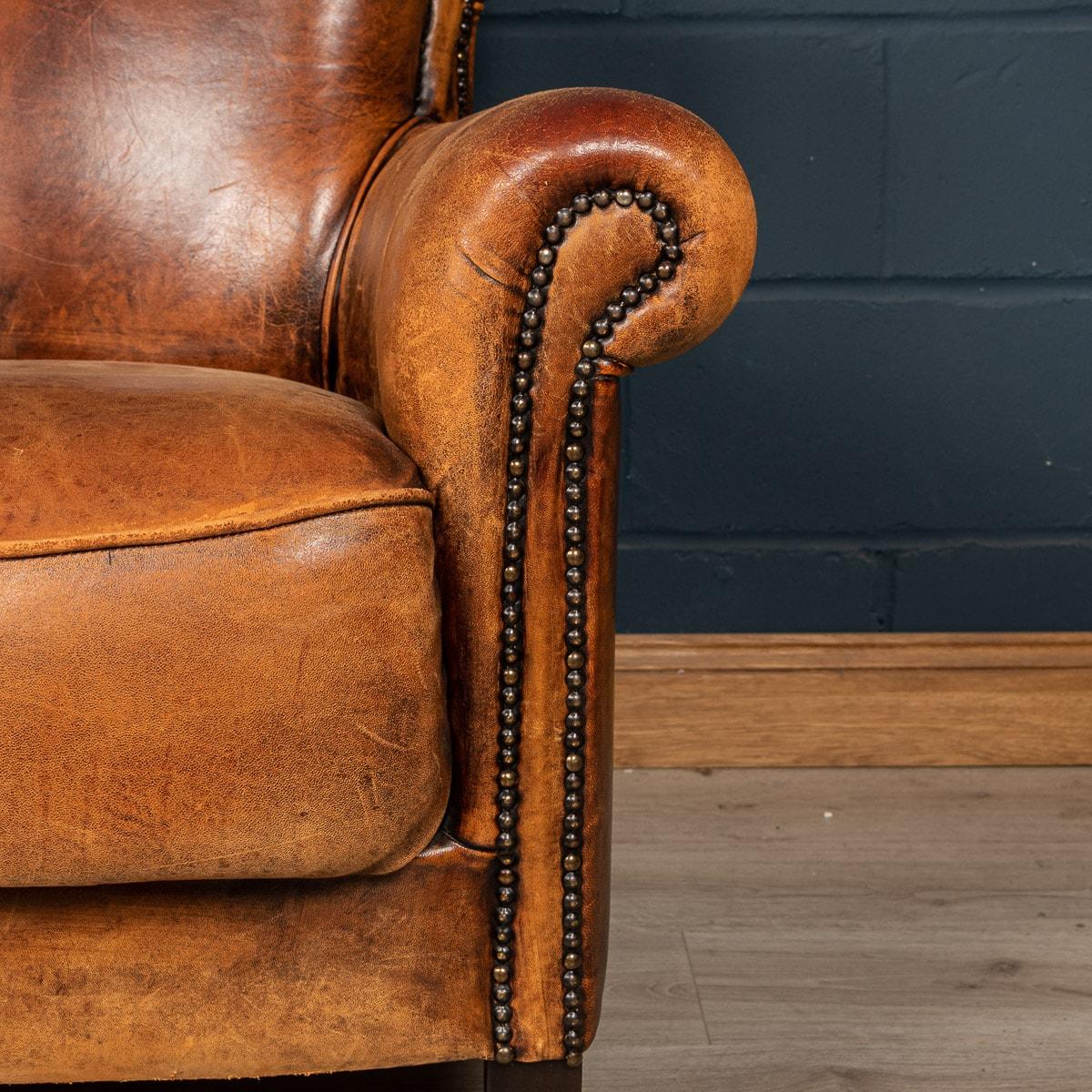 20th Century Pair of Dutch Leather Club Chairs 13