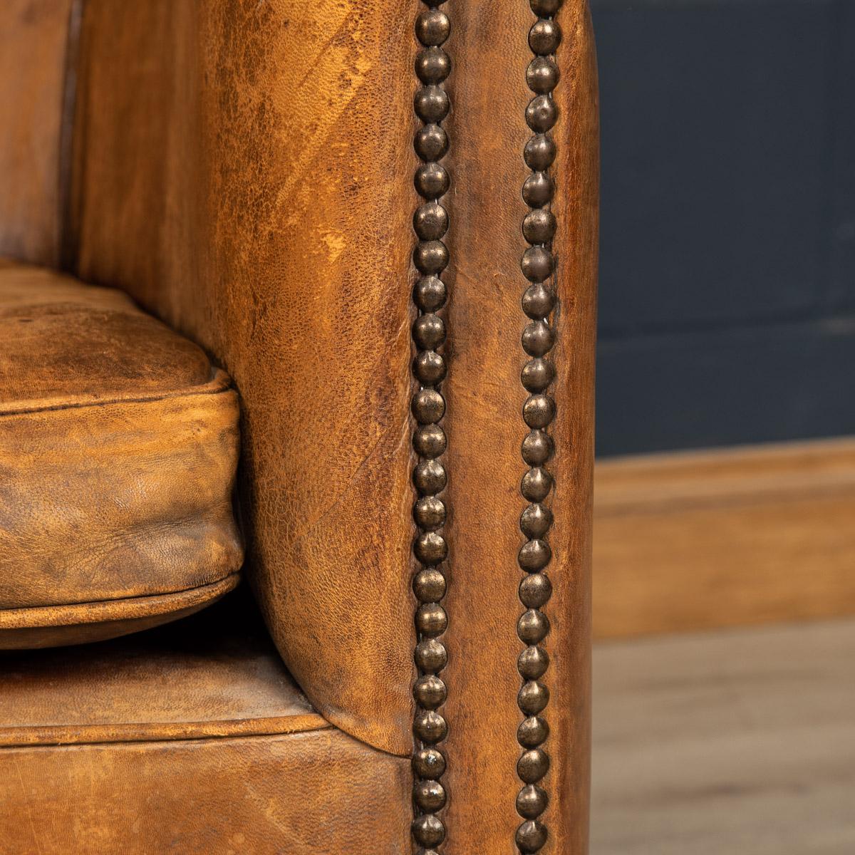 20th Century Pair Of Dutch Leather Club Chairs 15