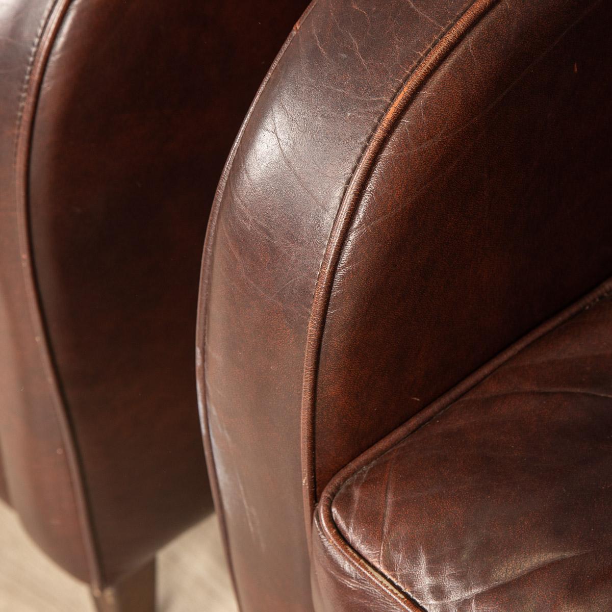 20th Century Pair of Dutch Leather Club Chairs For Sale 15