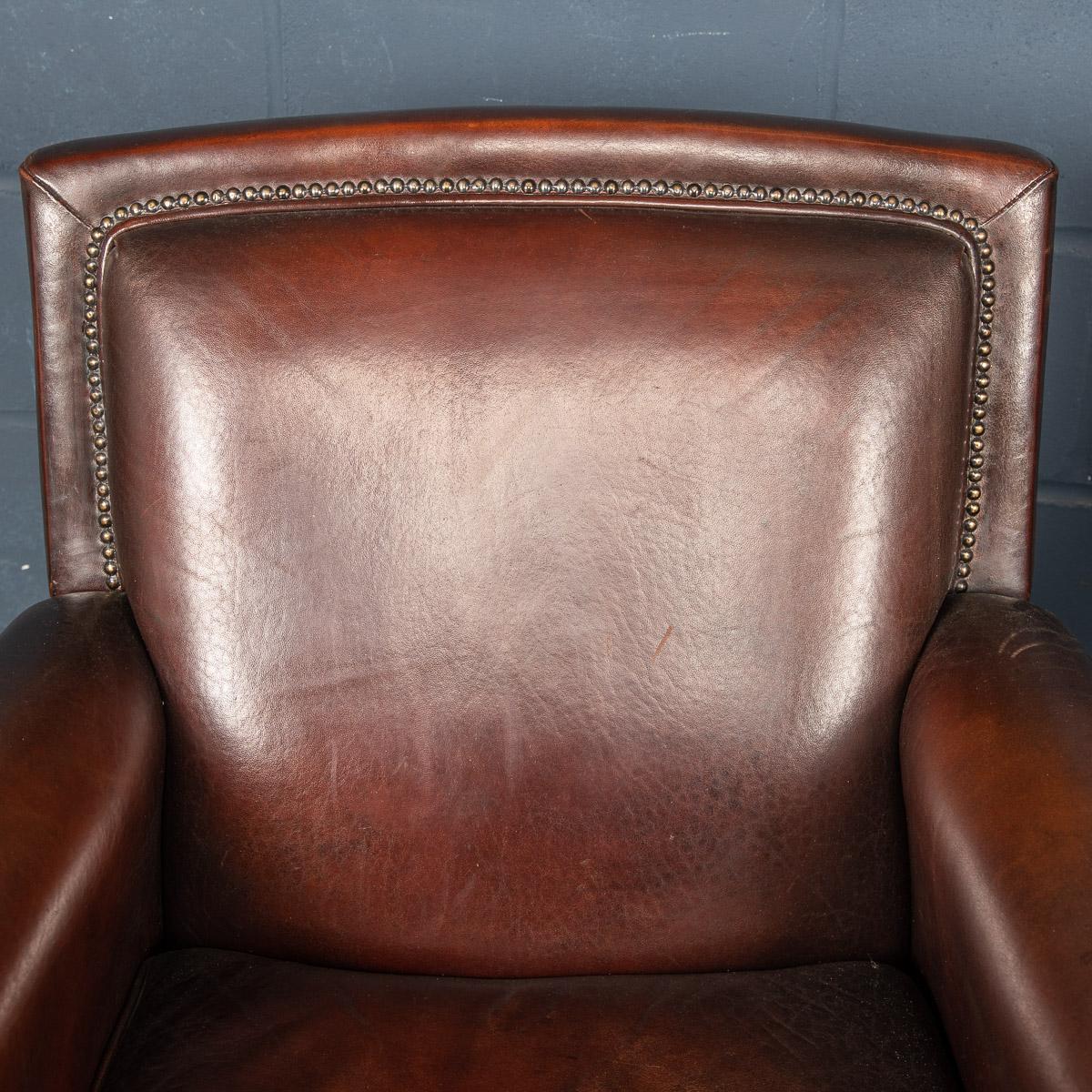 20th Century Pair Of Dutch Leather Club Chairs 1