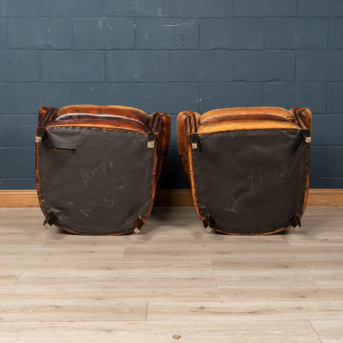 20th Century Pair of Dutch Leather Club Chairs 3