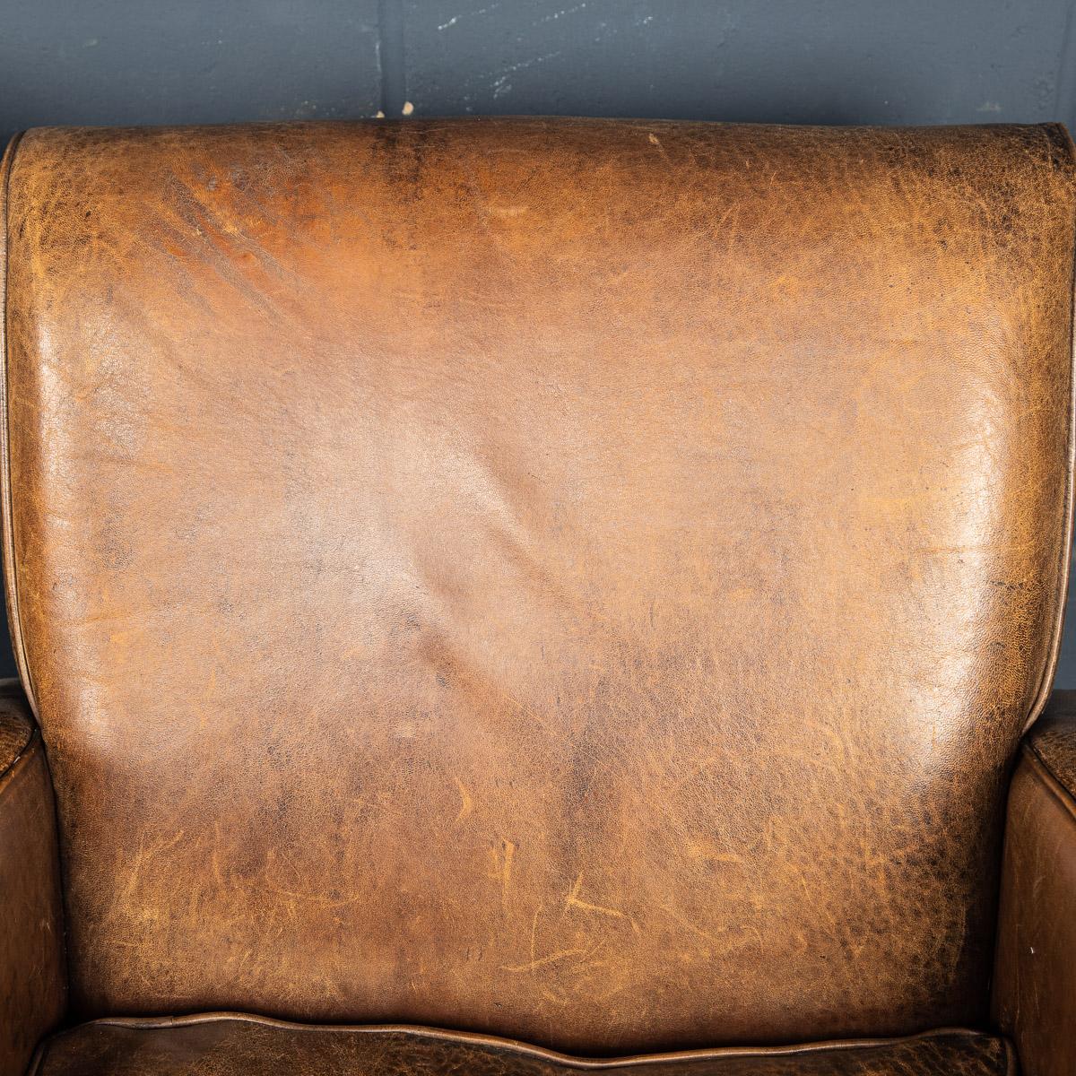 20th Century Pair of Dutch Leather Club Chairs 5