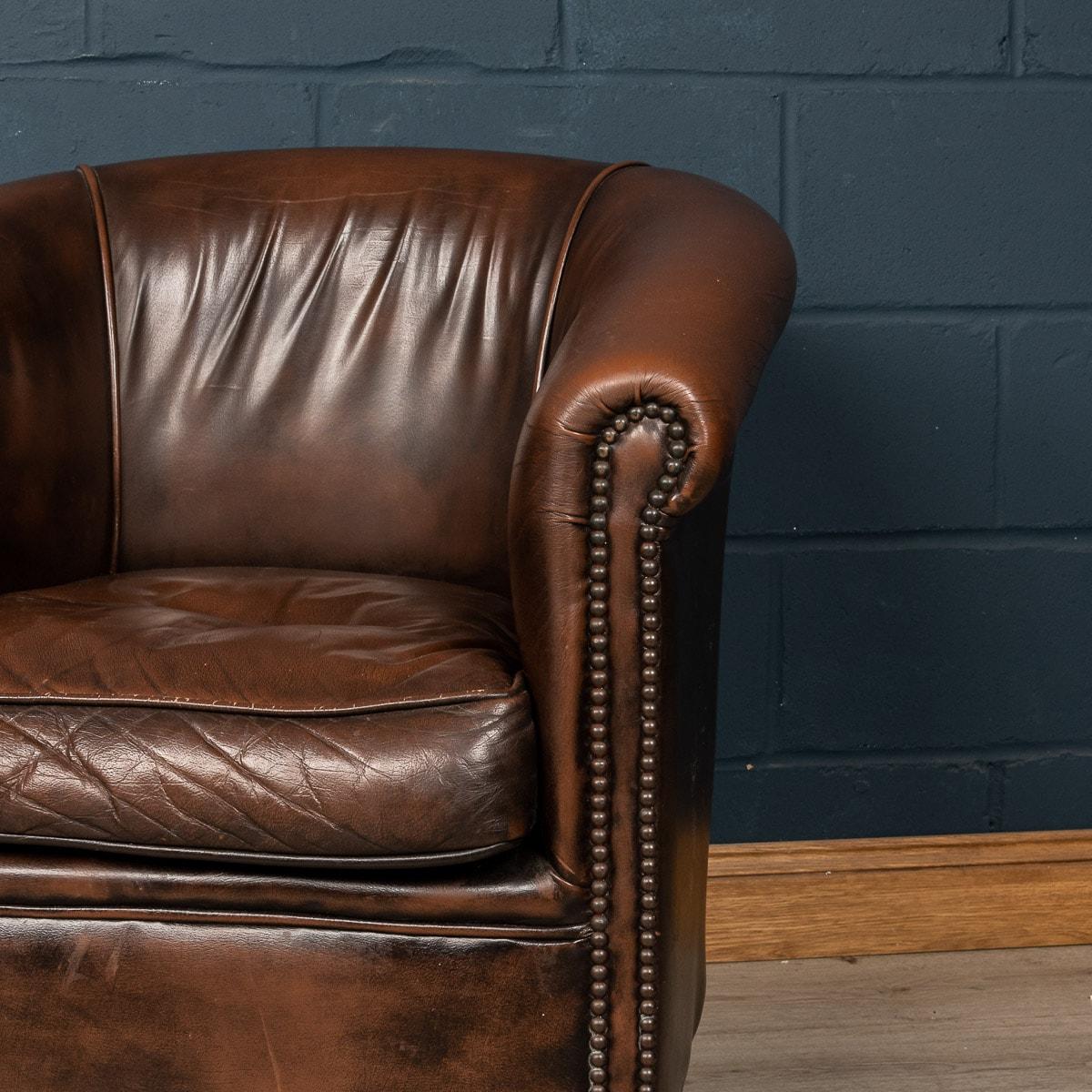 20th Century Pair of Dutch Leather Club Chairs 4
