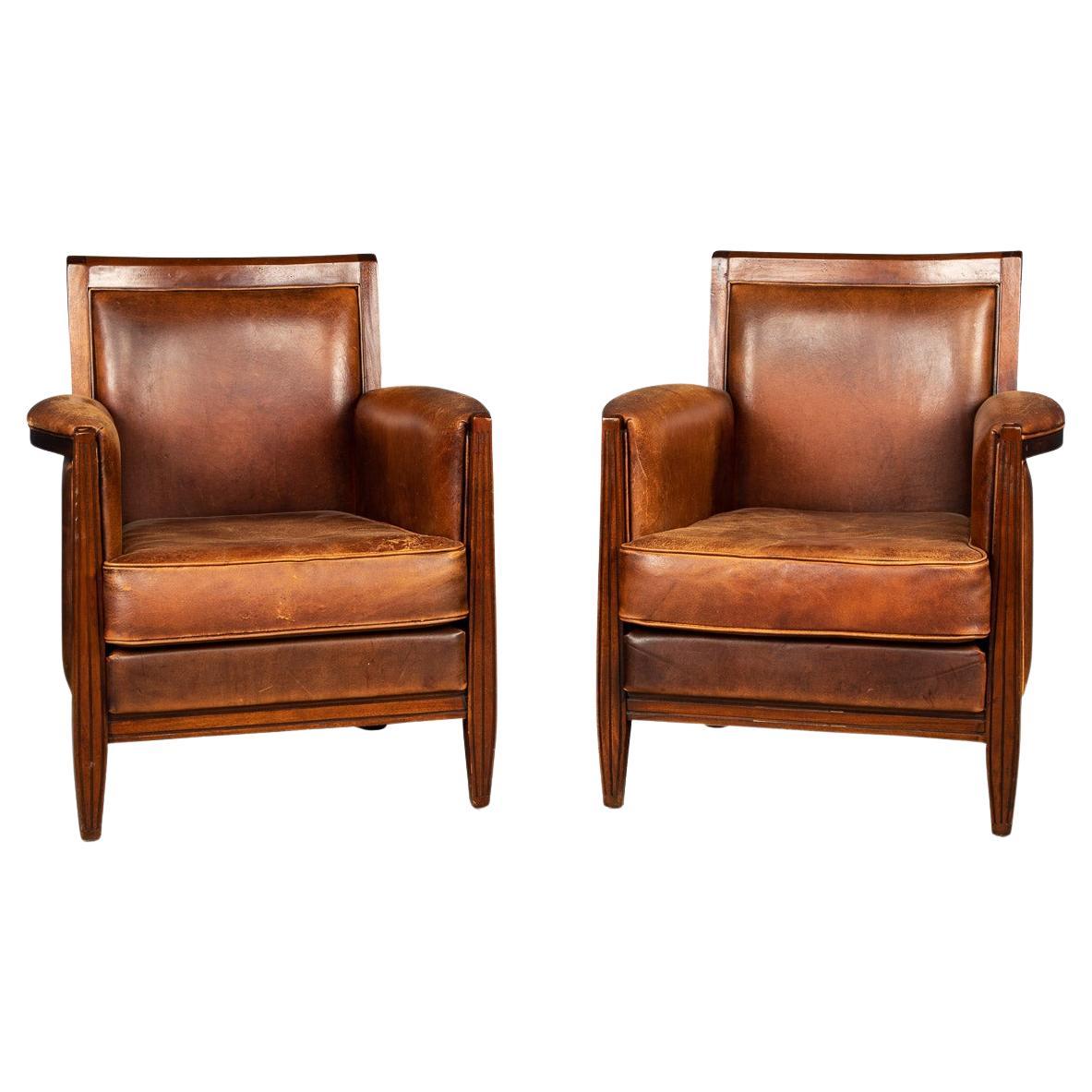 Pair of Leather Club Chairs at 1stDibs