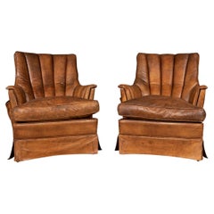 20th Century Pair of Dutch Leather Club Chairs