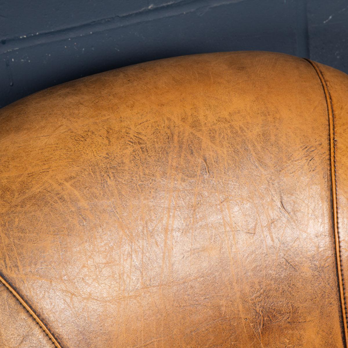 20th Century Pair of Dutch Sheepskin Leather Club Chairs 7