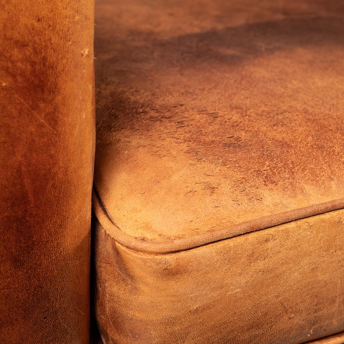 20th Century Pair of Dutch Sheepskin Leather Club Chairs 9