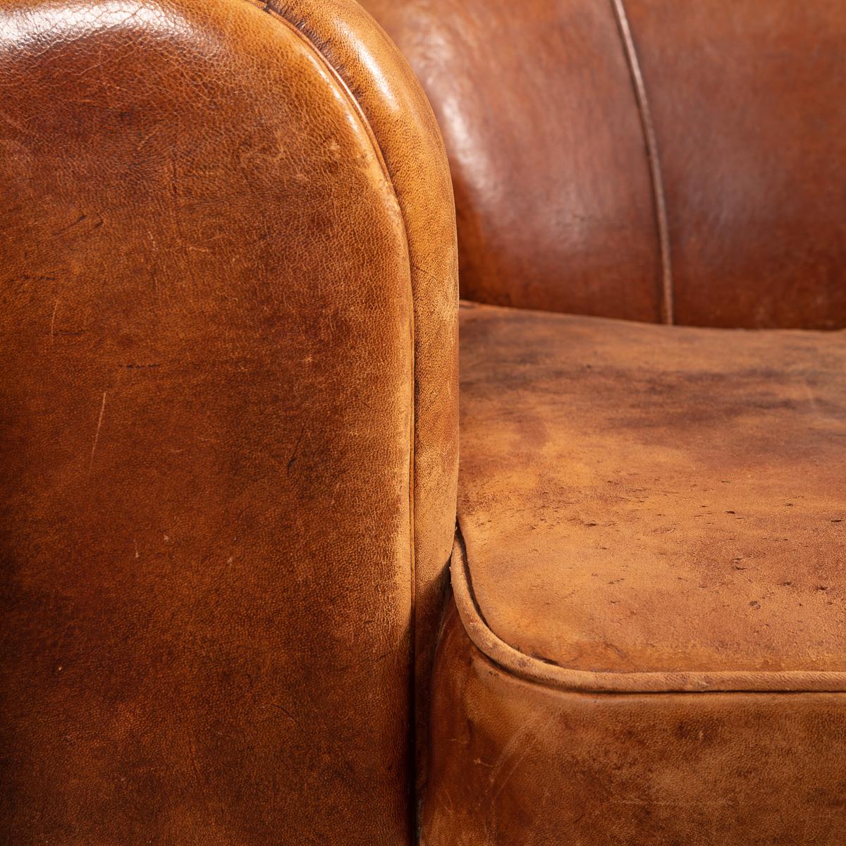20th Century Pair of Dutch Sheepskin Leather Club Chairs 3