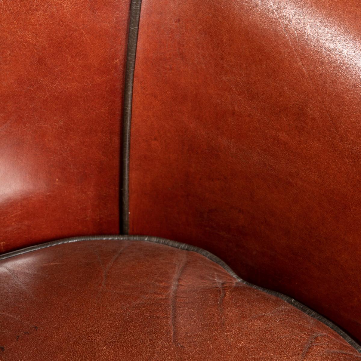 20th Century Pair of Dutch Sheepskin Leather Tub Chairs 10
