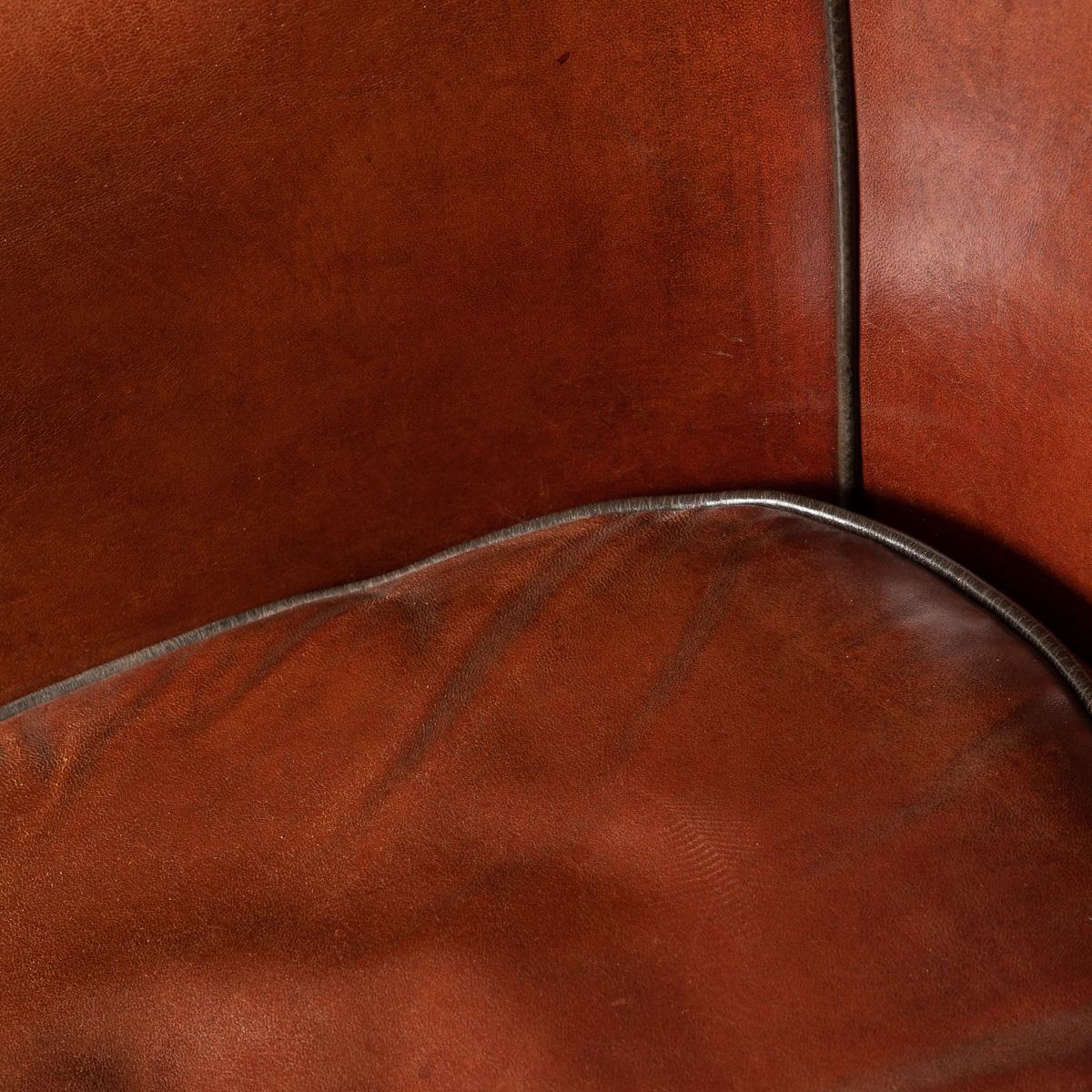 20th Century Pair of Dutch Sheepskin Leather Tub Chairs 12