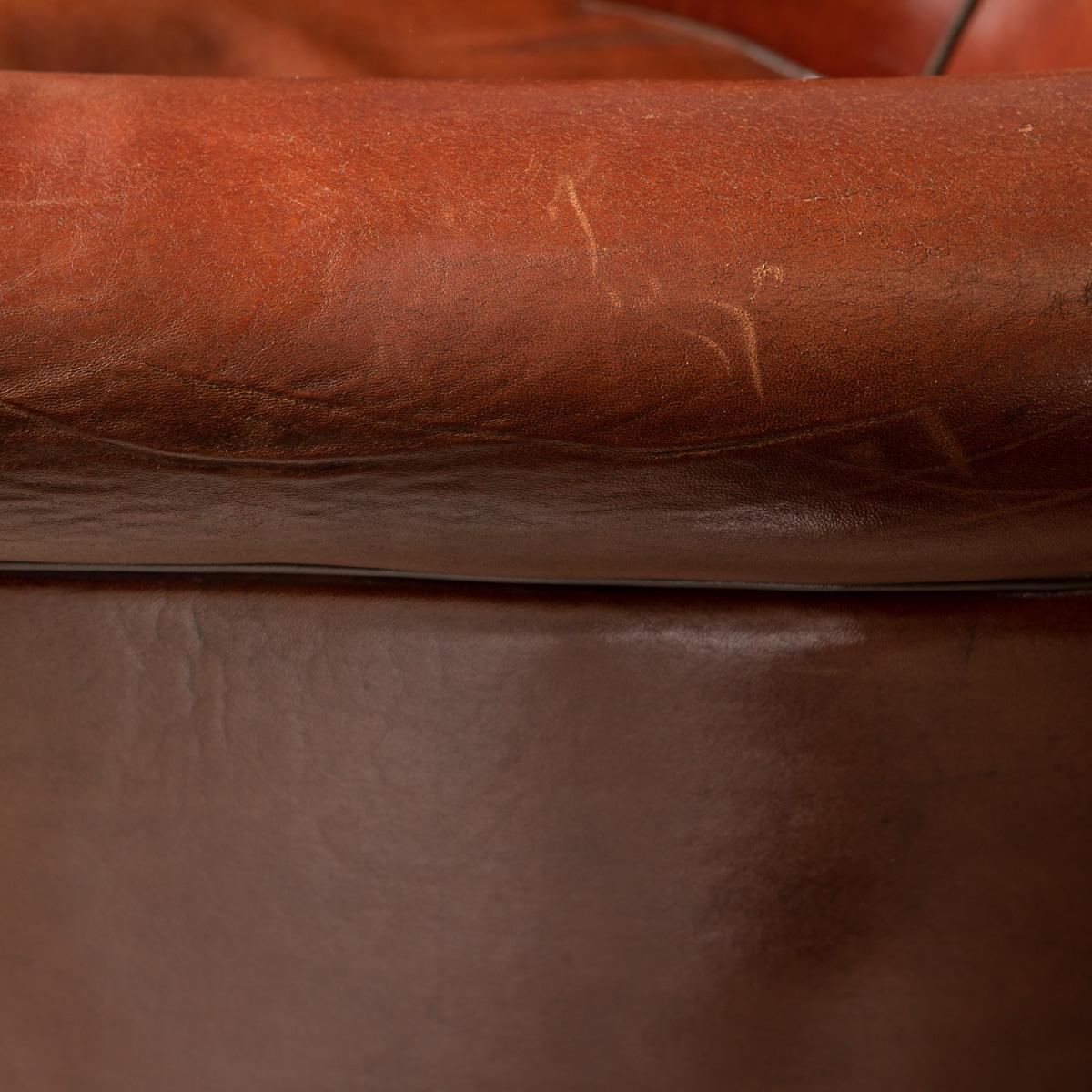 20th Century Pair of Dutch Sheepskin Leather Tub Chairs 13