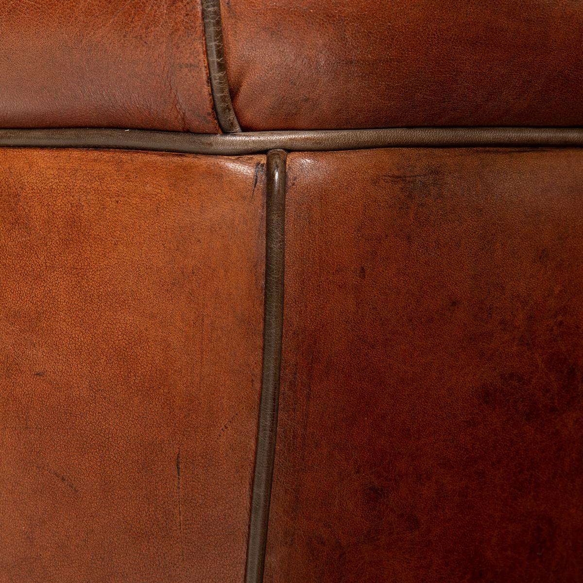 20th Century Pair of Dutch Sheepskin Leather Tub Chairs 15
