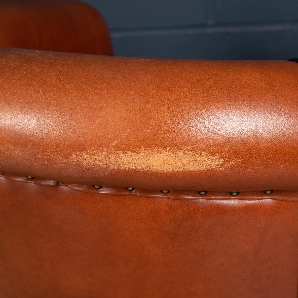 20th Century Pair of Dutch Sheepskin Leather Tub Chairs 17