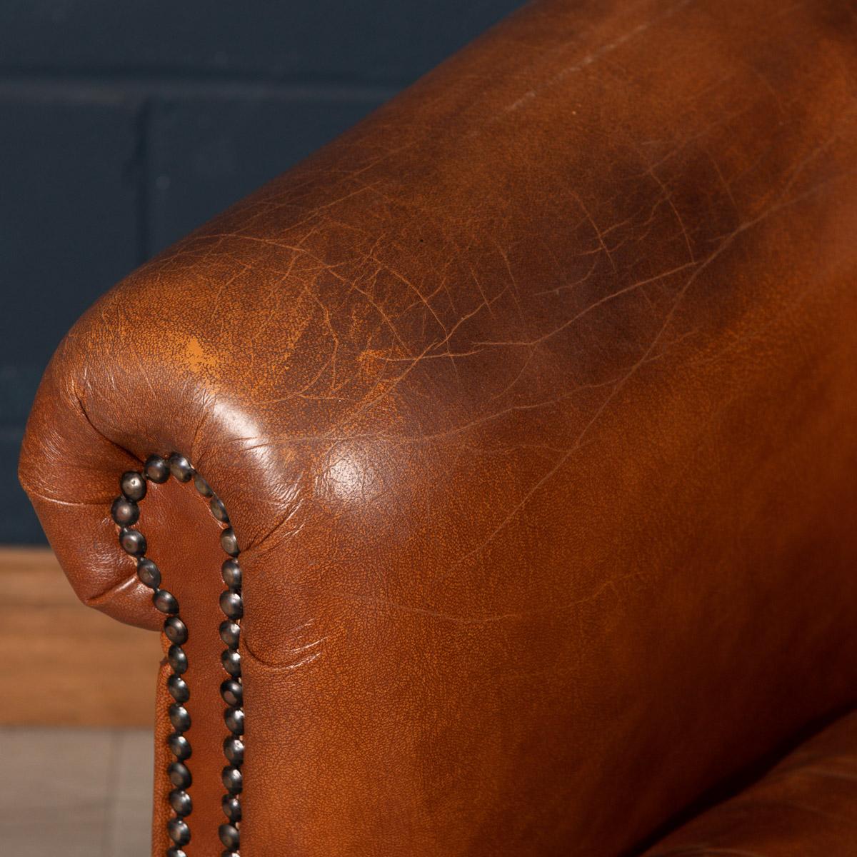 20th Century Pair of Dutch Sheepskin Leather Tub Chairs 2