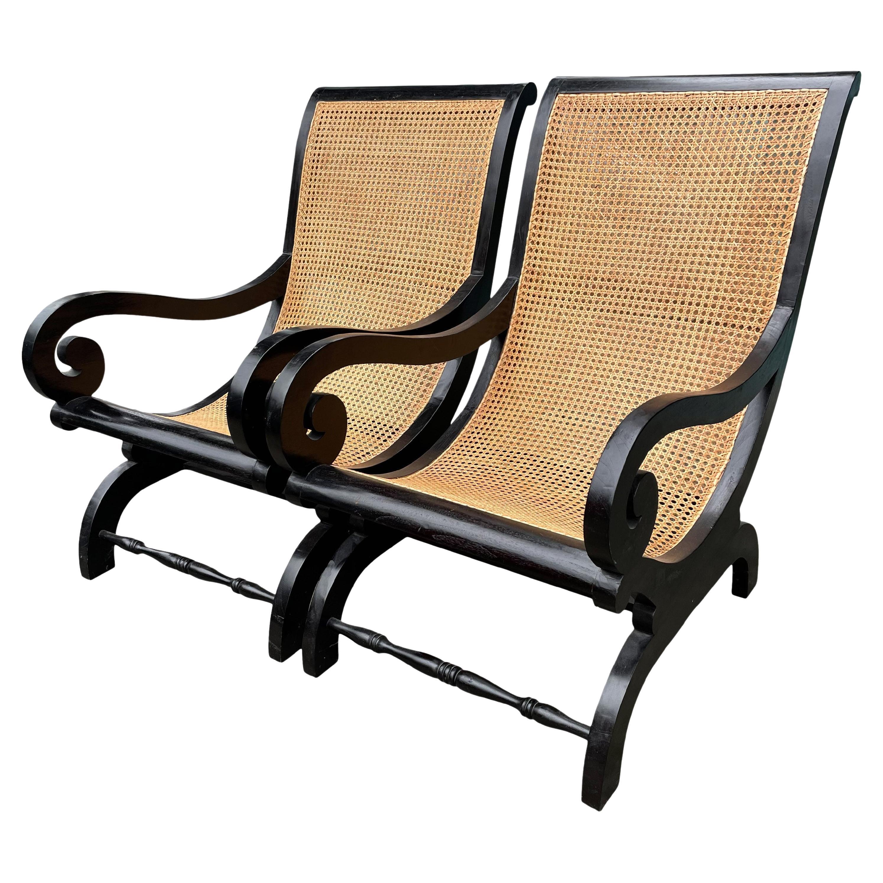 20th Century Pair of Ebonized Planters Chairs