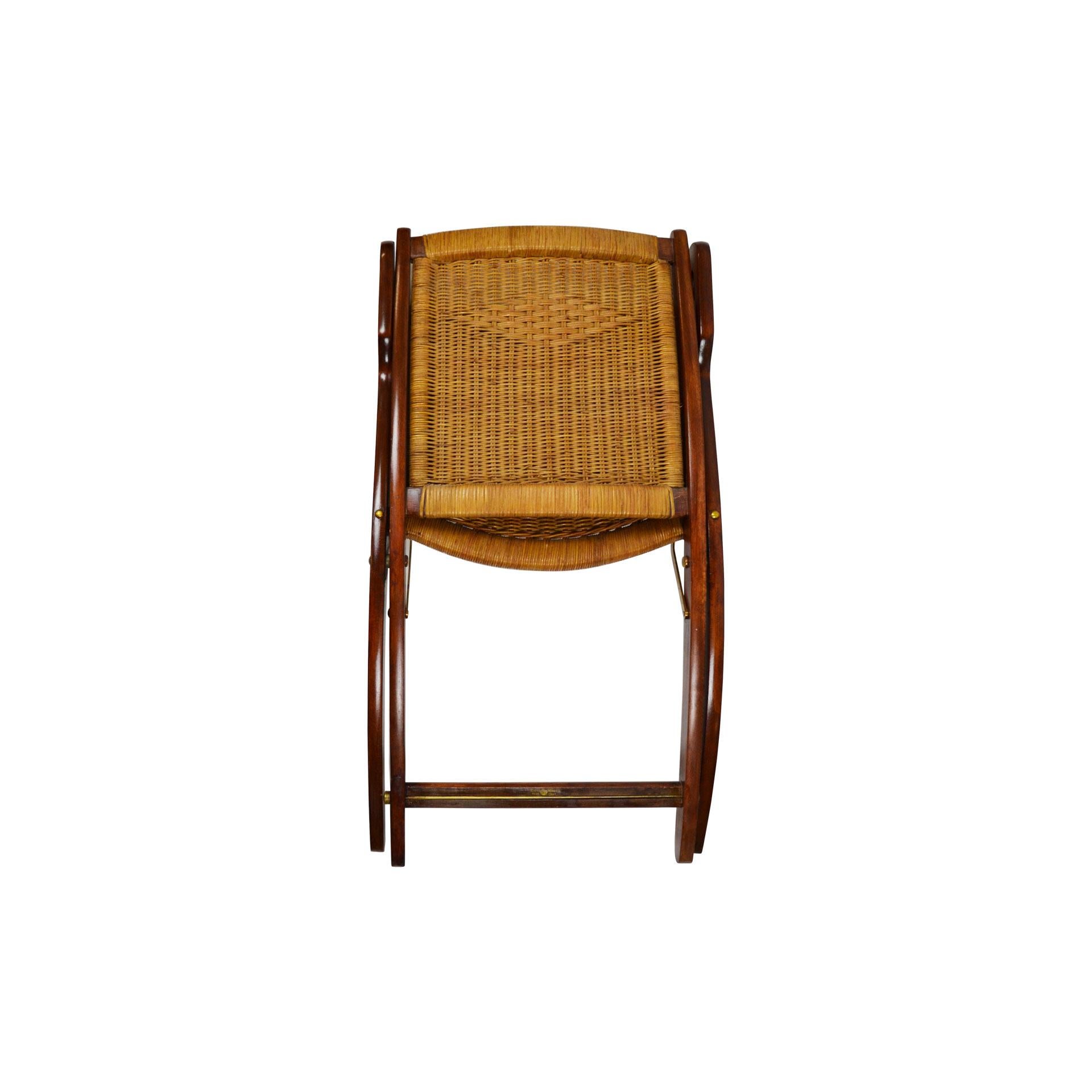 20th Century Pair of Folding Armchairs Model Ninfea by Gio Ponti Wood and Reed In Good Condition In Turin, Turin