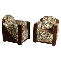 20th century Pair of French Art Deco Reupholstered Armchairs, 1930s