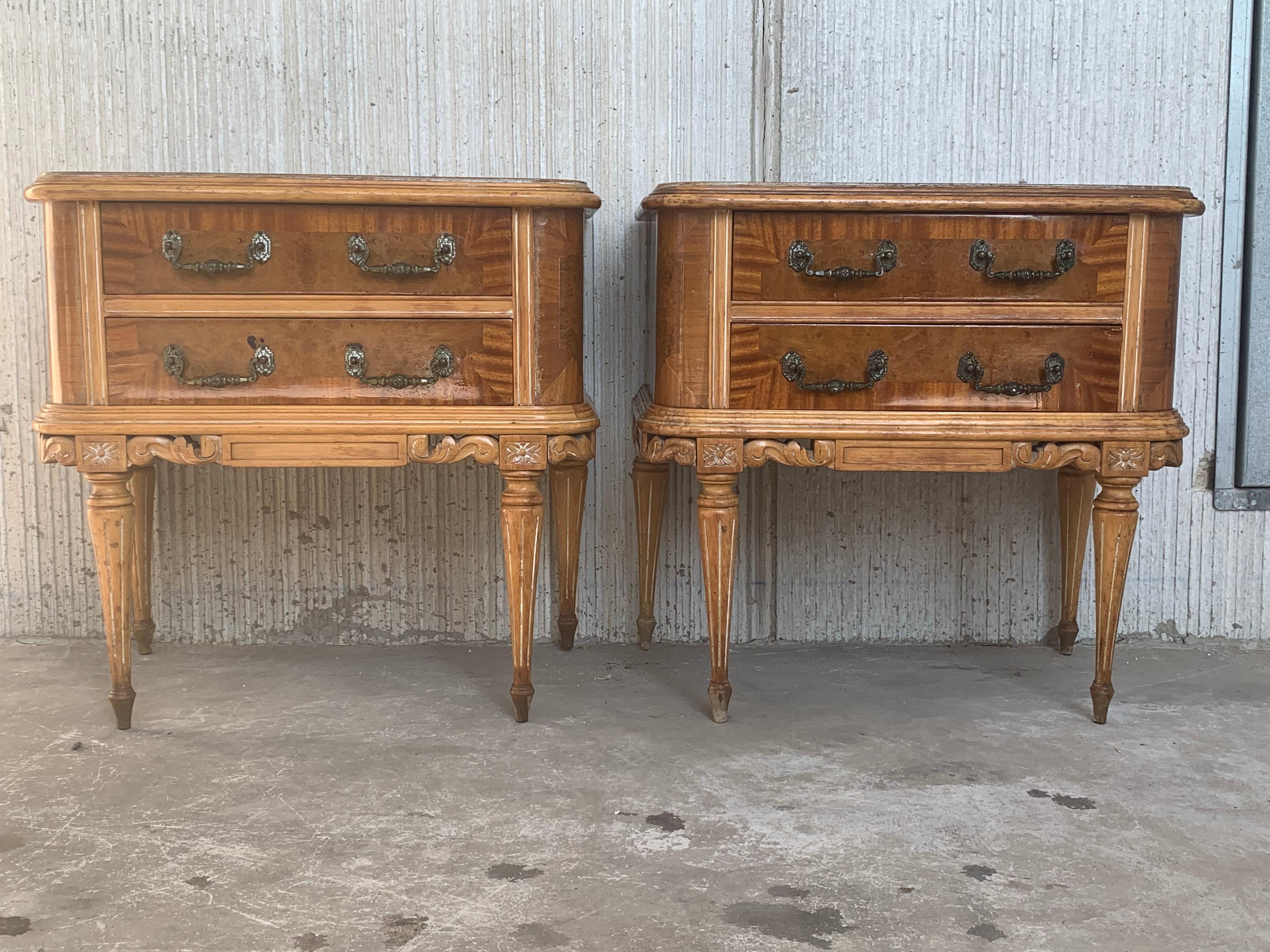 20th Century pair of French Art Noveau nighstands with two drawers.
