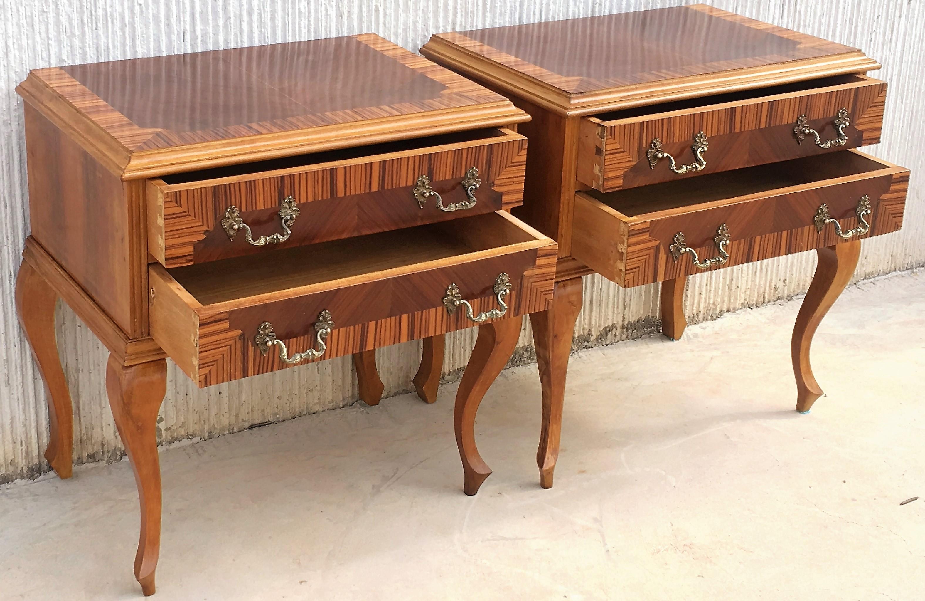 Art Nouveau 20th Century Pair of French Art Noveau Nighstands with two Drawers