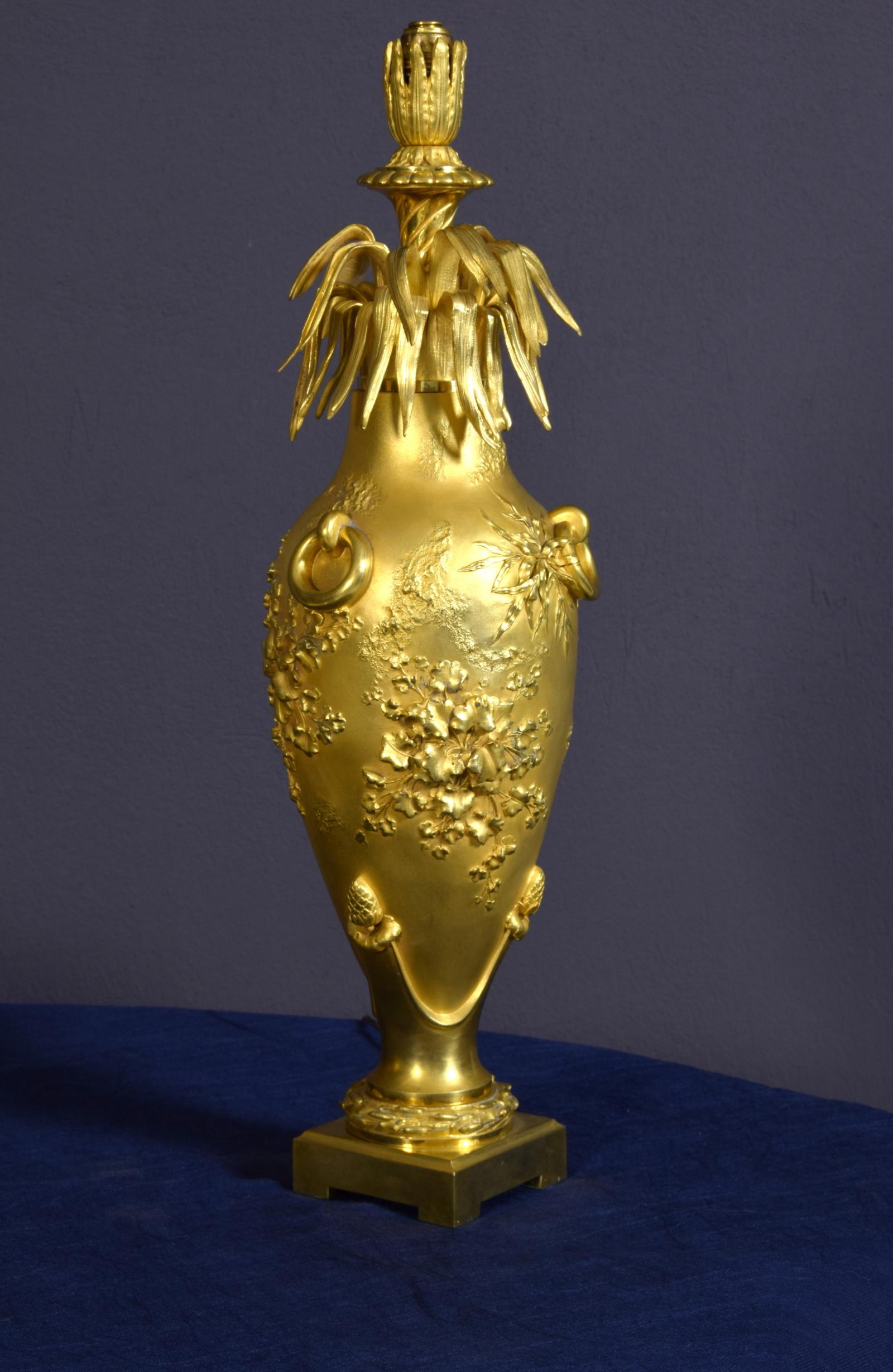 20th Century Pair of French Chiselled and Gilt Bronze Lamps 8