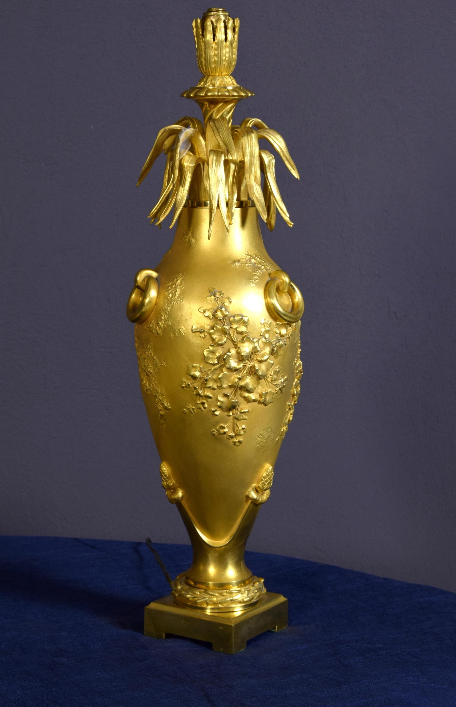 20th Century Pair of French Chiselled and Gilt Bronze Lamps 9