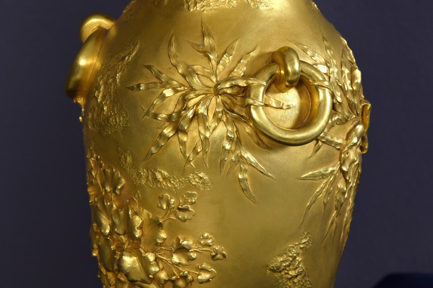 20th Century Pair of French Chiselled and Gilt Bronze Lamps 3