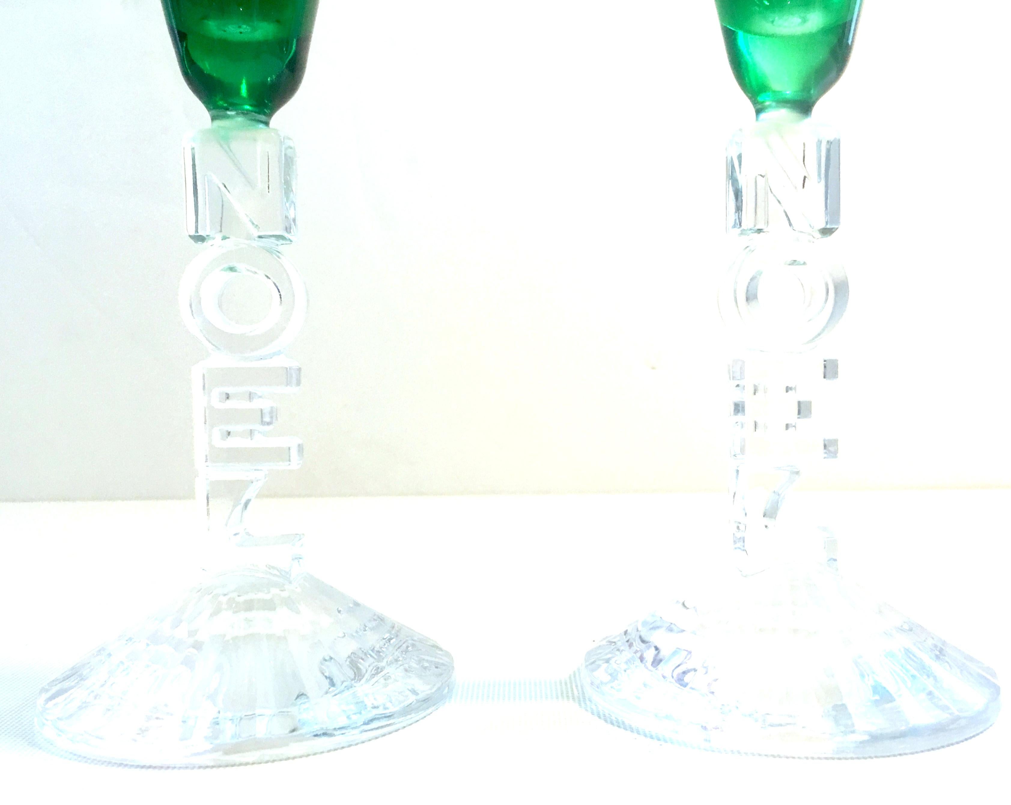 20th century French cut crystal flute stem 