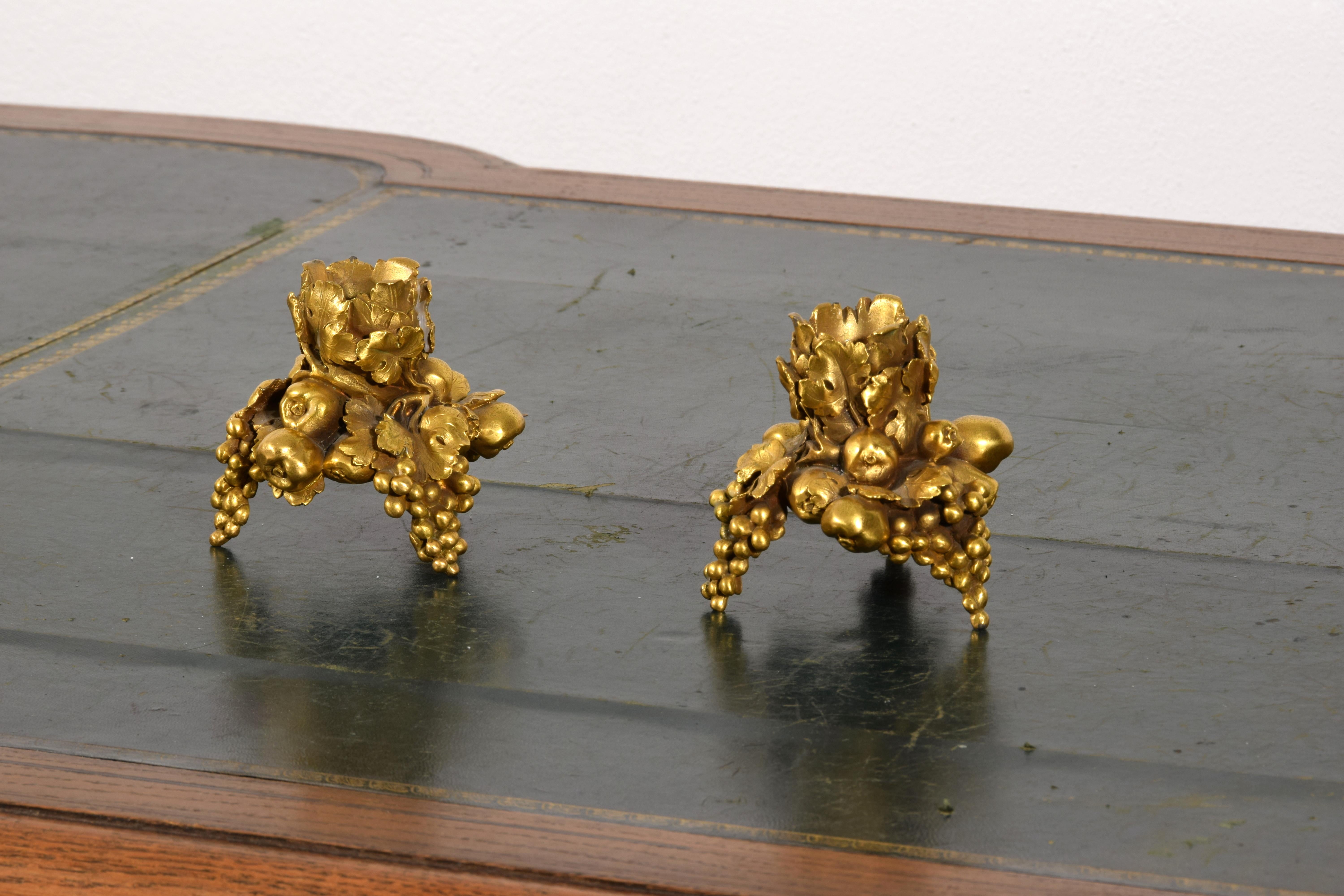 Louis XVI 20th century, Pair of French Gilt Bronze Candlesticks  For Sale