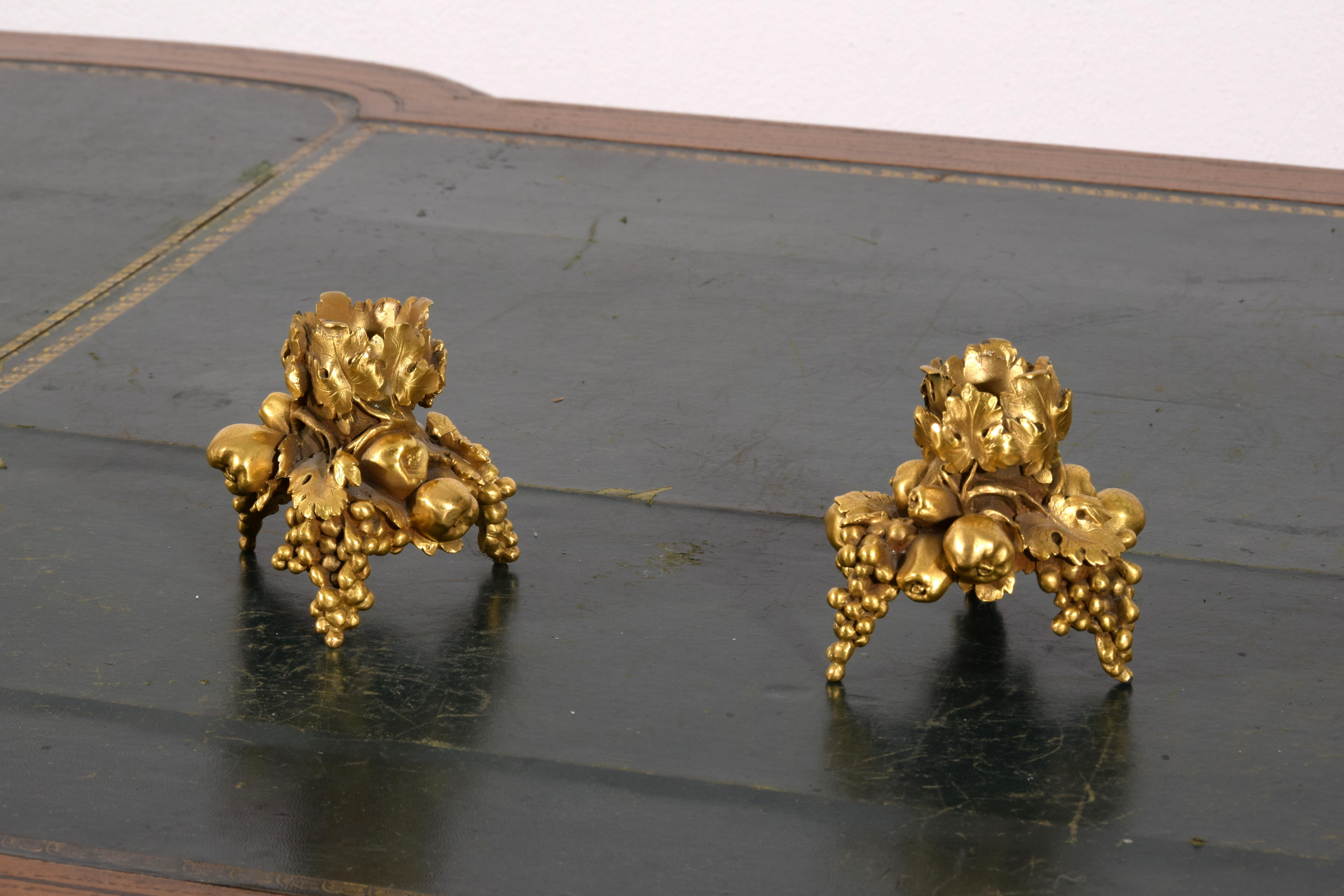 20th century, Pair of French Gilt Bronze Candlesticks  For Sale 4