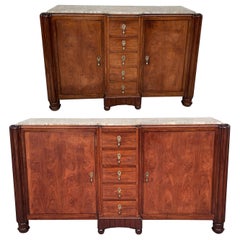 20th Century Pair of French Mahogany and Macasar Art Deco Sideboards