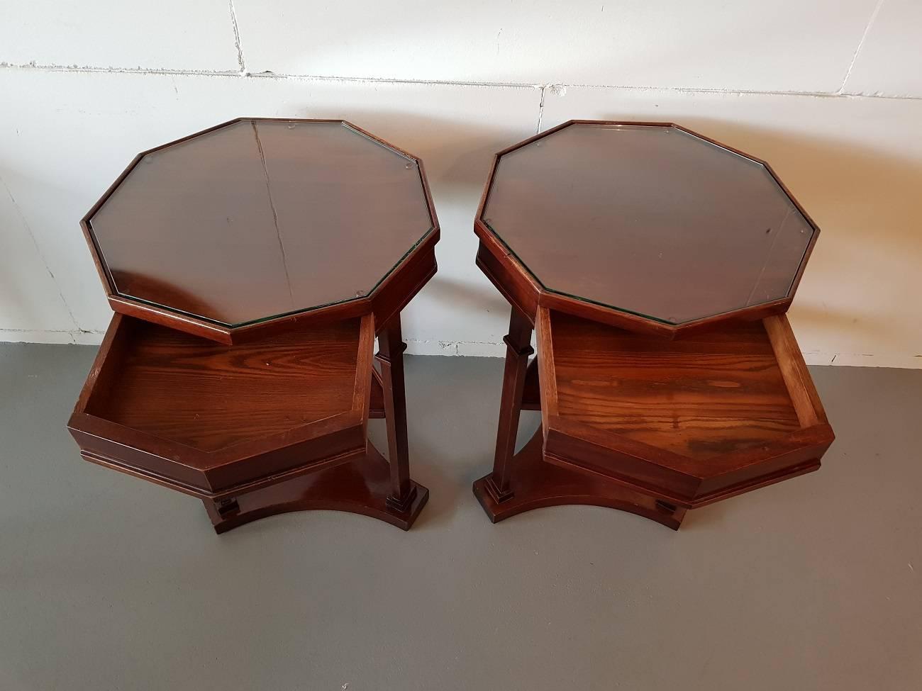 20th Century Pair of French Mahogany Classical Design Side Tables 1