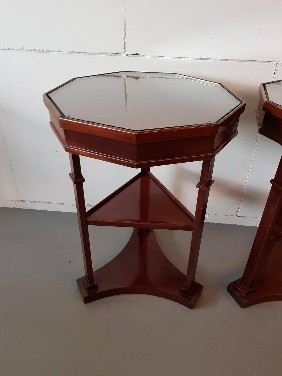 20th Century Pair of French Mahogany Classical Design Side Tables 2