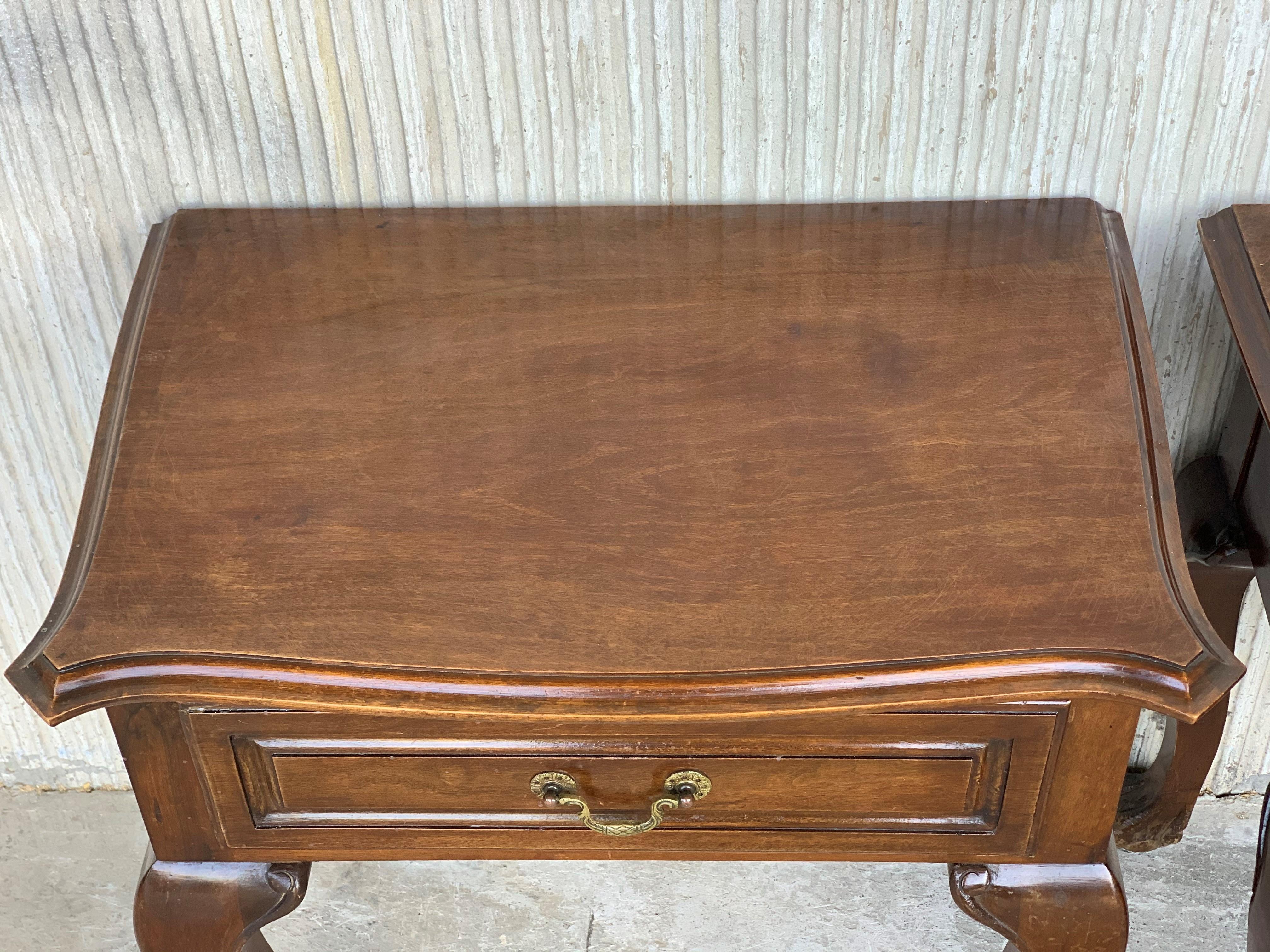 19th Century 20th Century Pair of French Nightstands with One Drawer and Claw Feet For Sale