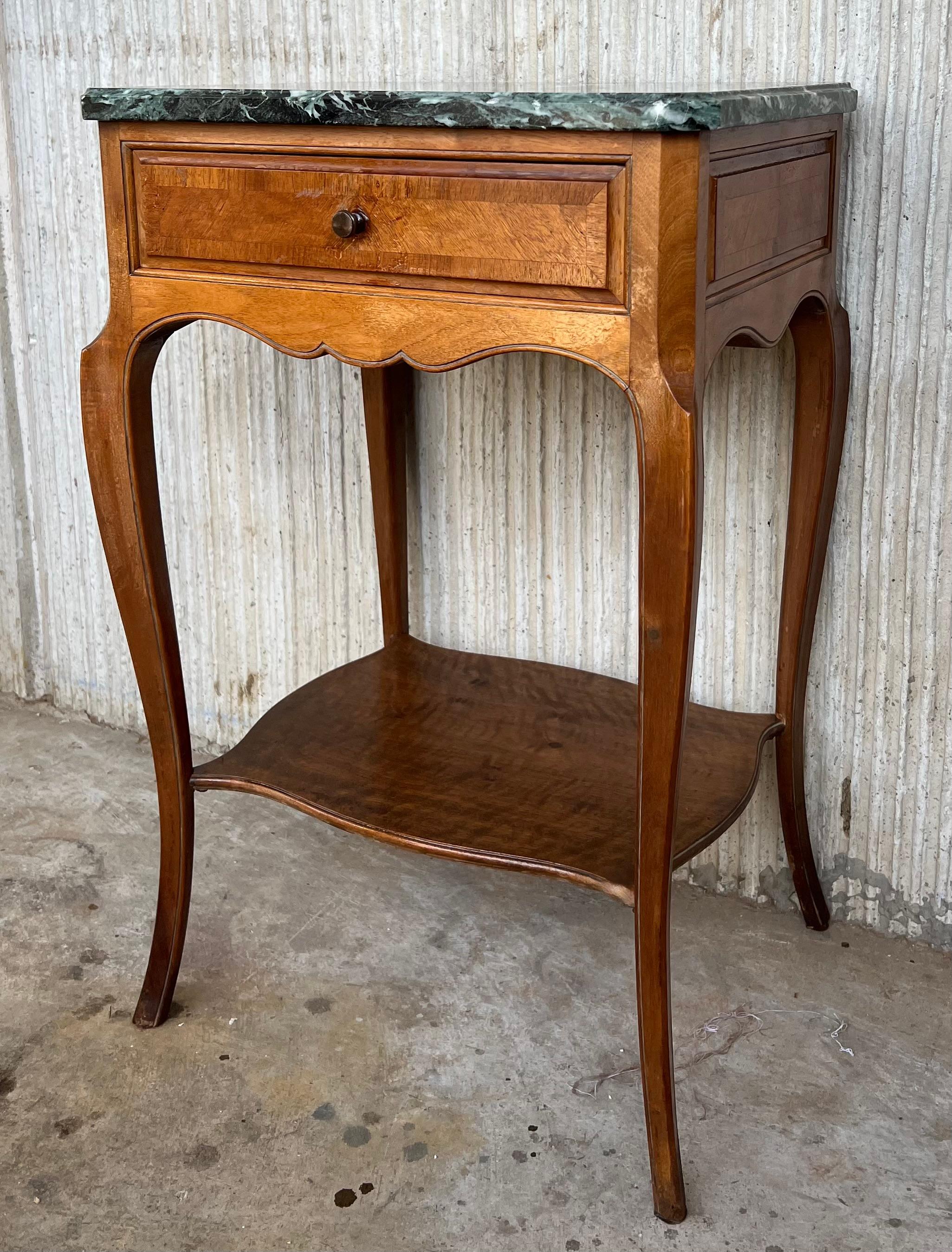 20th century pair of French nightstands with one-drawer and bronze hardware
Recently restored.