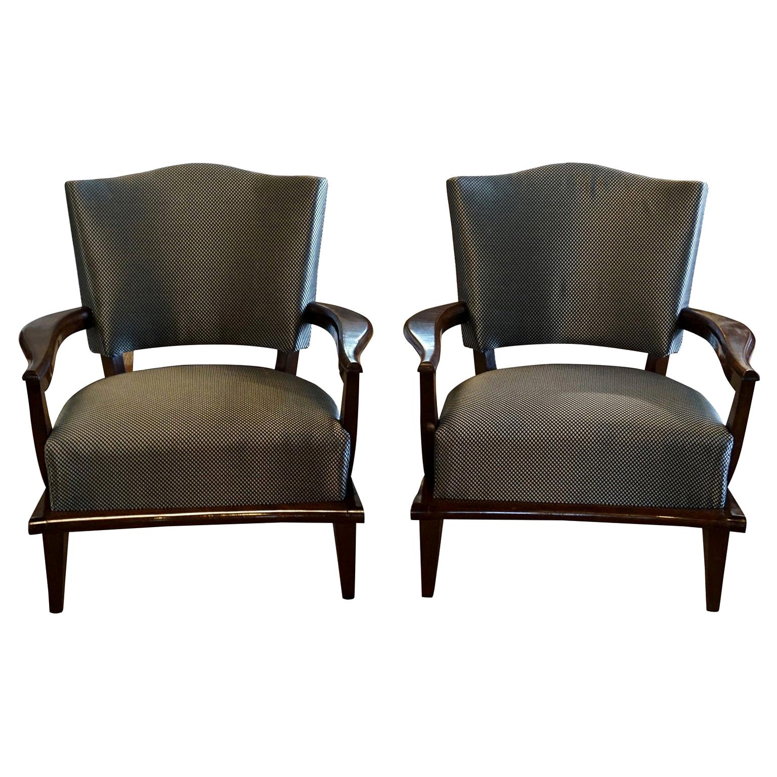 20th Century Pair of French Oakwood Armchairs by Etienne-Henri Martin