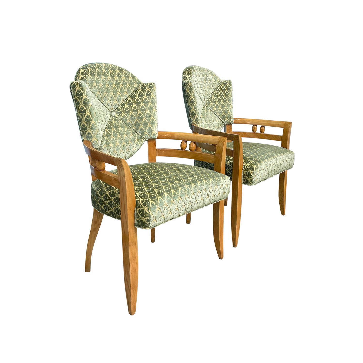 20th Century Pair of French Vintage Art Deco Oakwood Armchairs by André Arbus In Good Condition For Sale In West Palm Beach, FL