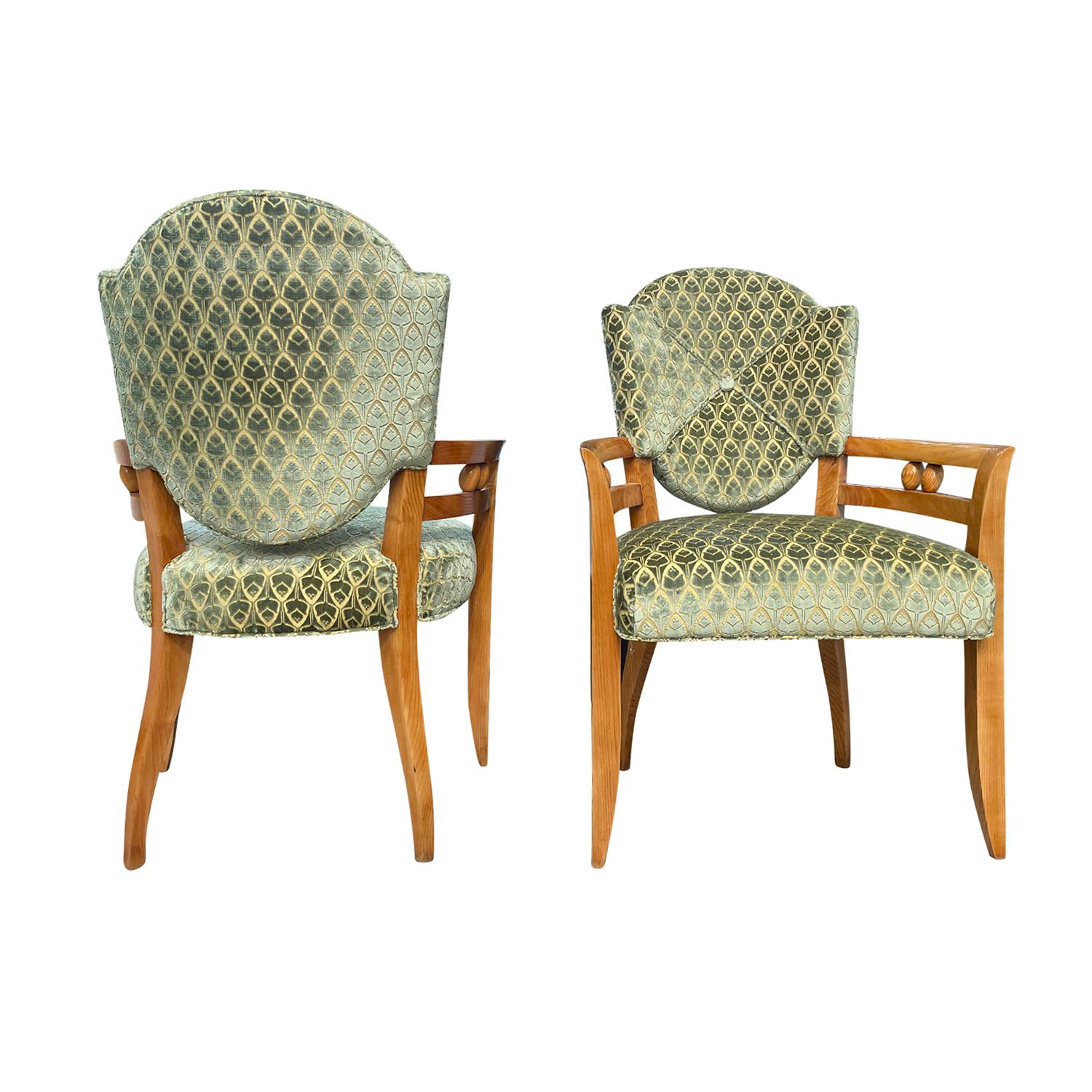 20th Century Pair of French Vintage Art Deco Oakwood Armchairs by André Arbus For Sale 2