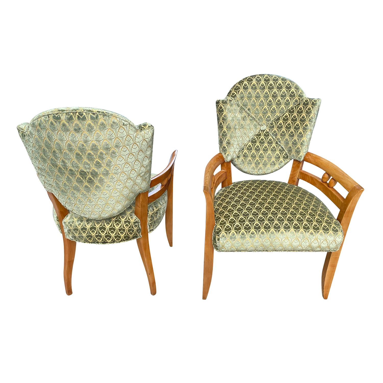 20th Century Pair of French Vintage Art Deco Oakwood Armchairs by André Arbus For Sale 3