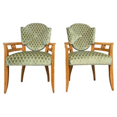 20th Century Pair of French Antique Art Deco Oakwood Armchairs by André Arbus