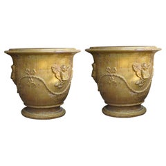 20th Century Pair of French Yellow Anduze Planter Planters from Provence