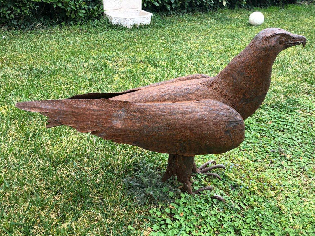 Italian 20th Century Pair of Garden Sculpture Birds in Wrought Iron, 1950s For Sale