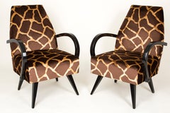20. Jahrhundert Paar Giraffen-Sessel in Brown und Beige, 1960er Jahre