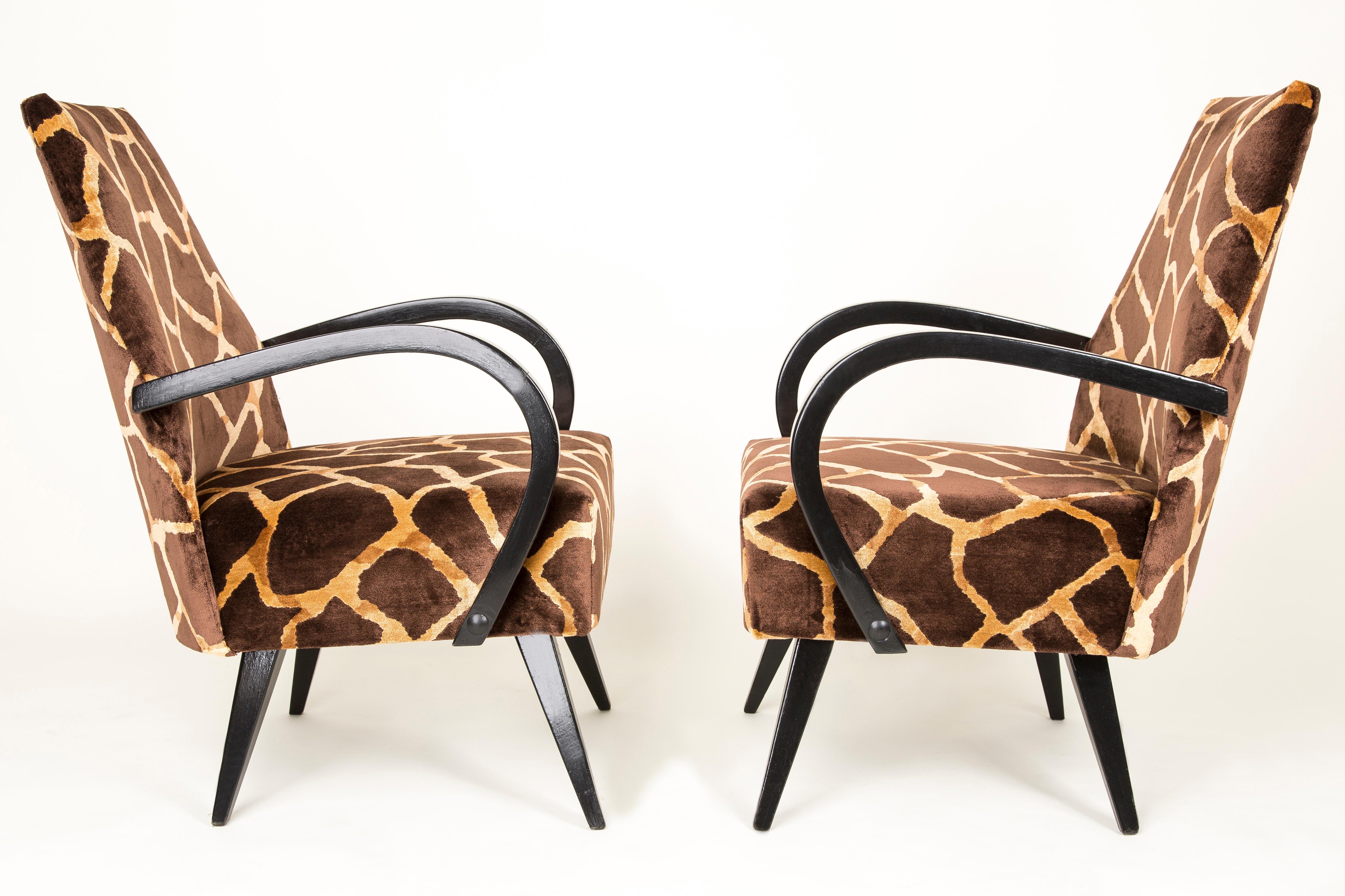 Fait main Paire de fauteuils Girafe Brown et Beige du 20e siècle, 1960 en vente