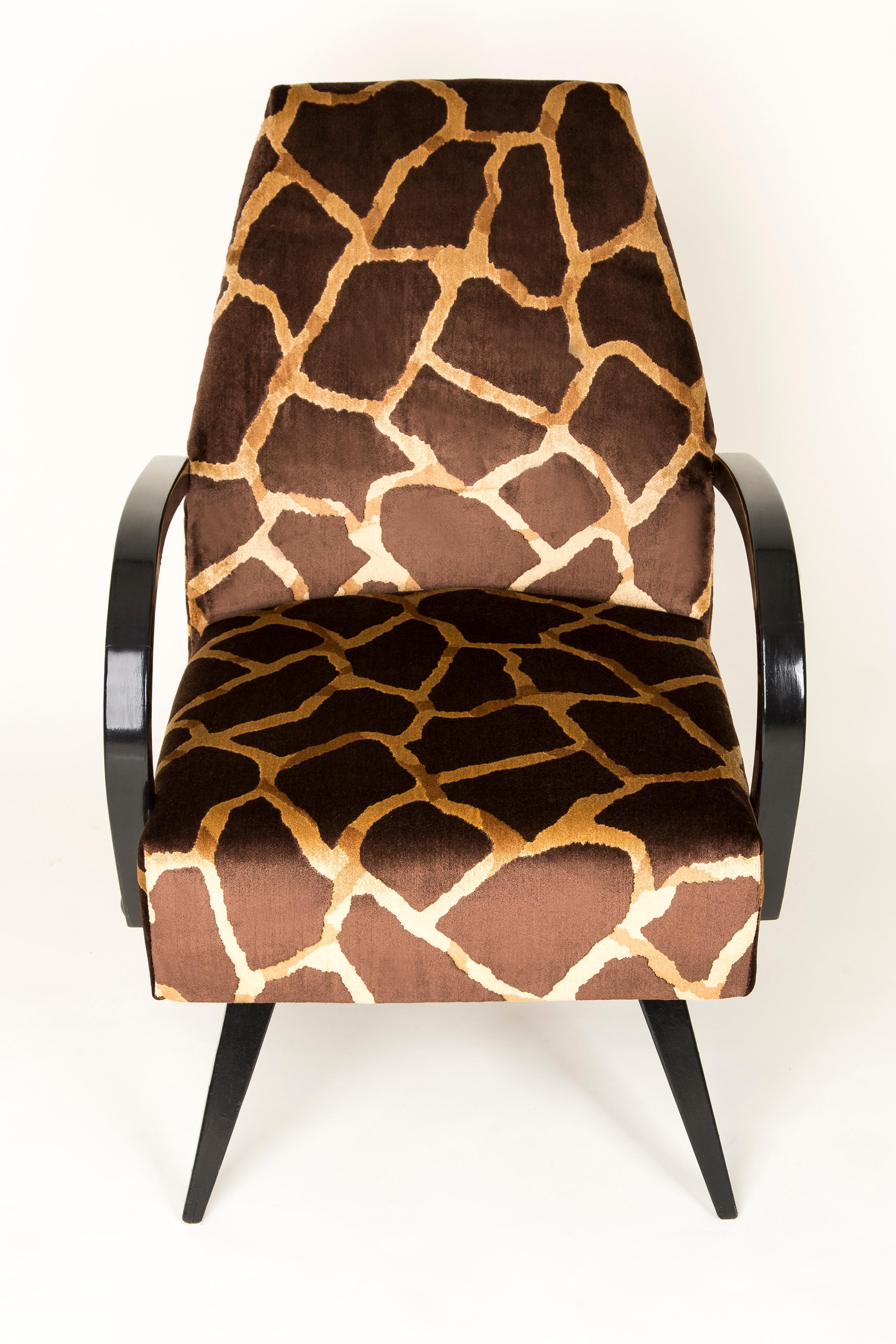 Textile Paire de fauteuils Girafe Brown et Beige du 20e siècle, 1960 en vente