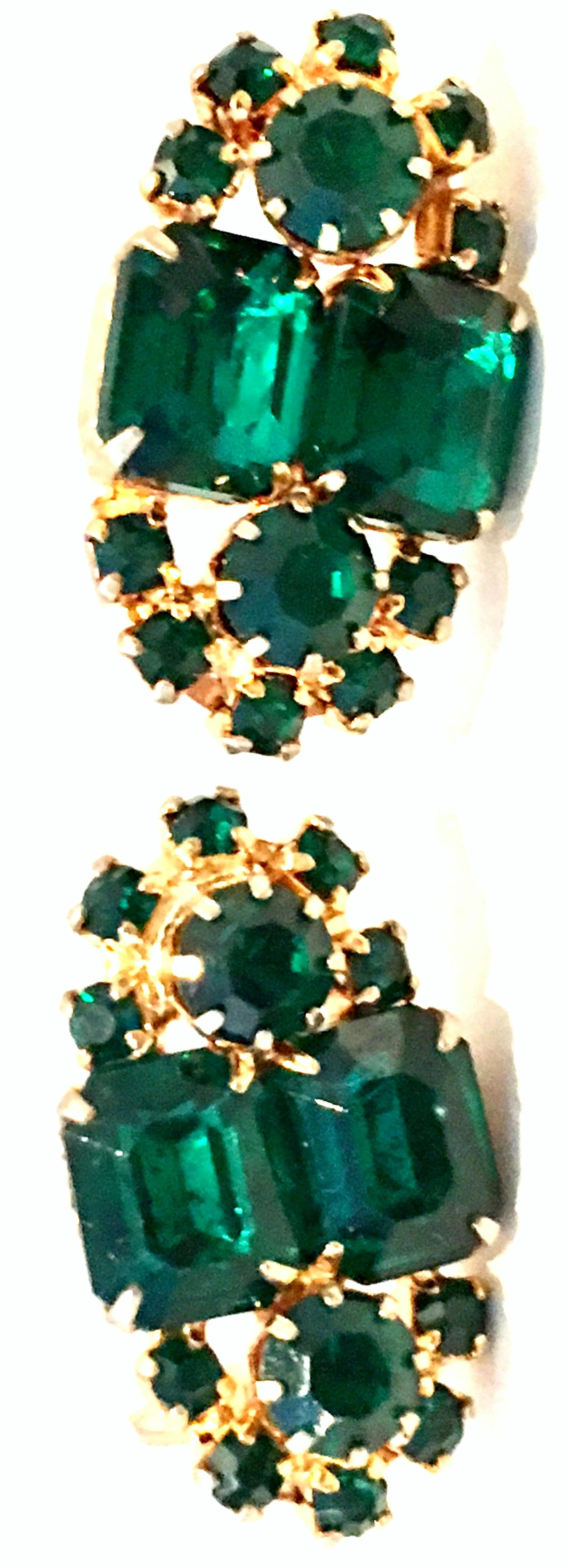 20th Century Pair Of Gold & Austrian Crystal Earrings In Good Condition In West Palm Beach, FL