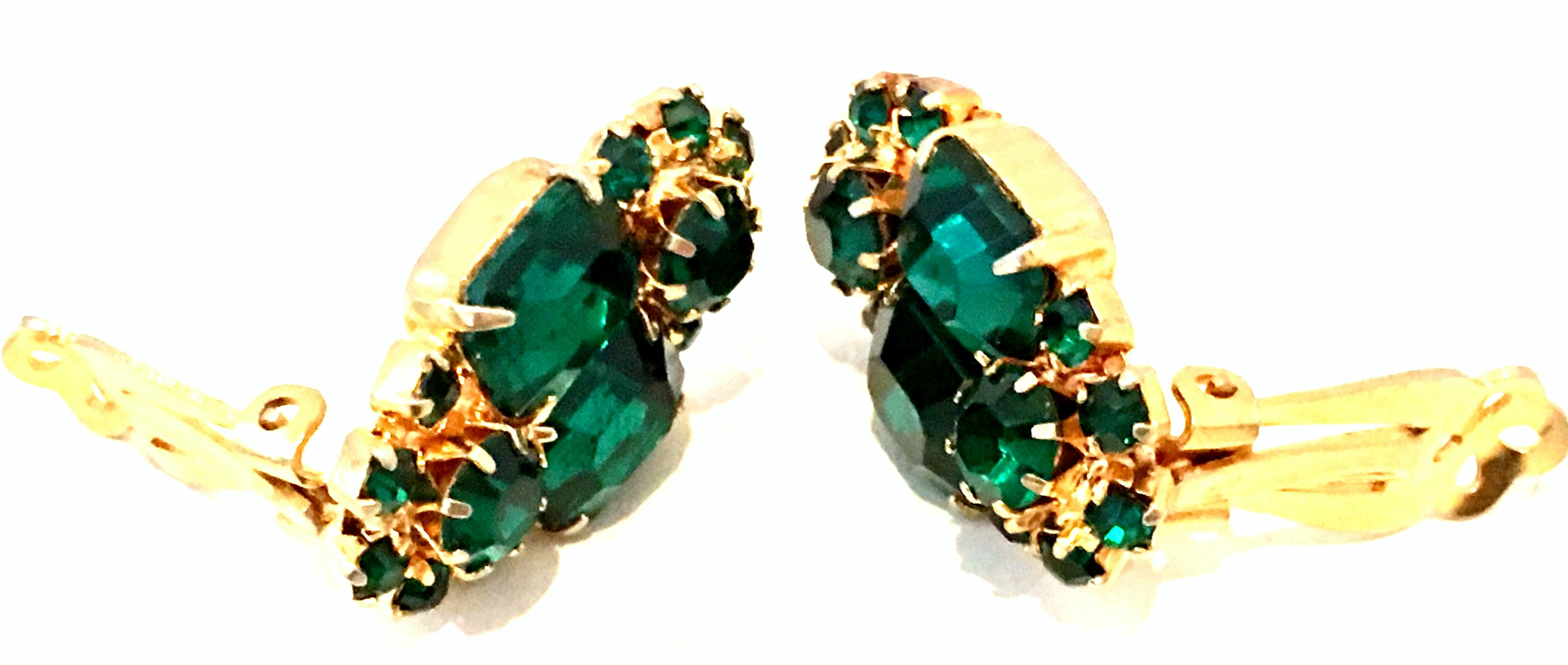 20th Century Pair Of Gold & Austrian Crystal Earrings 1