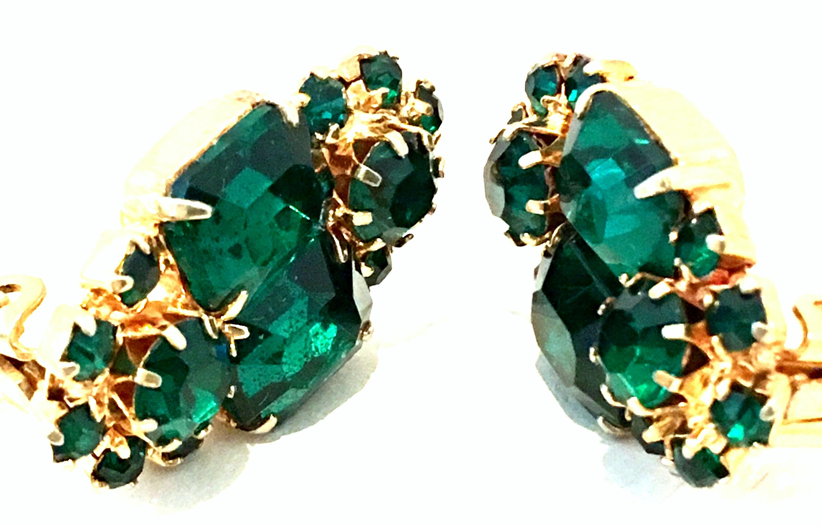 20th Century Pair Of Gold & Austrian Crystal Earrings 2