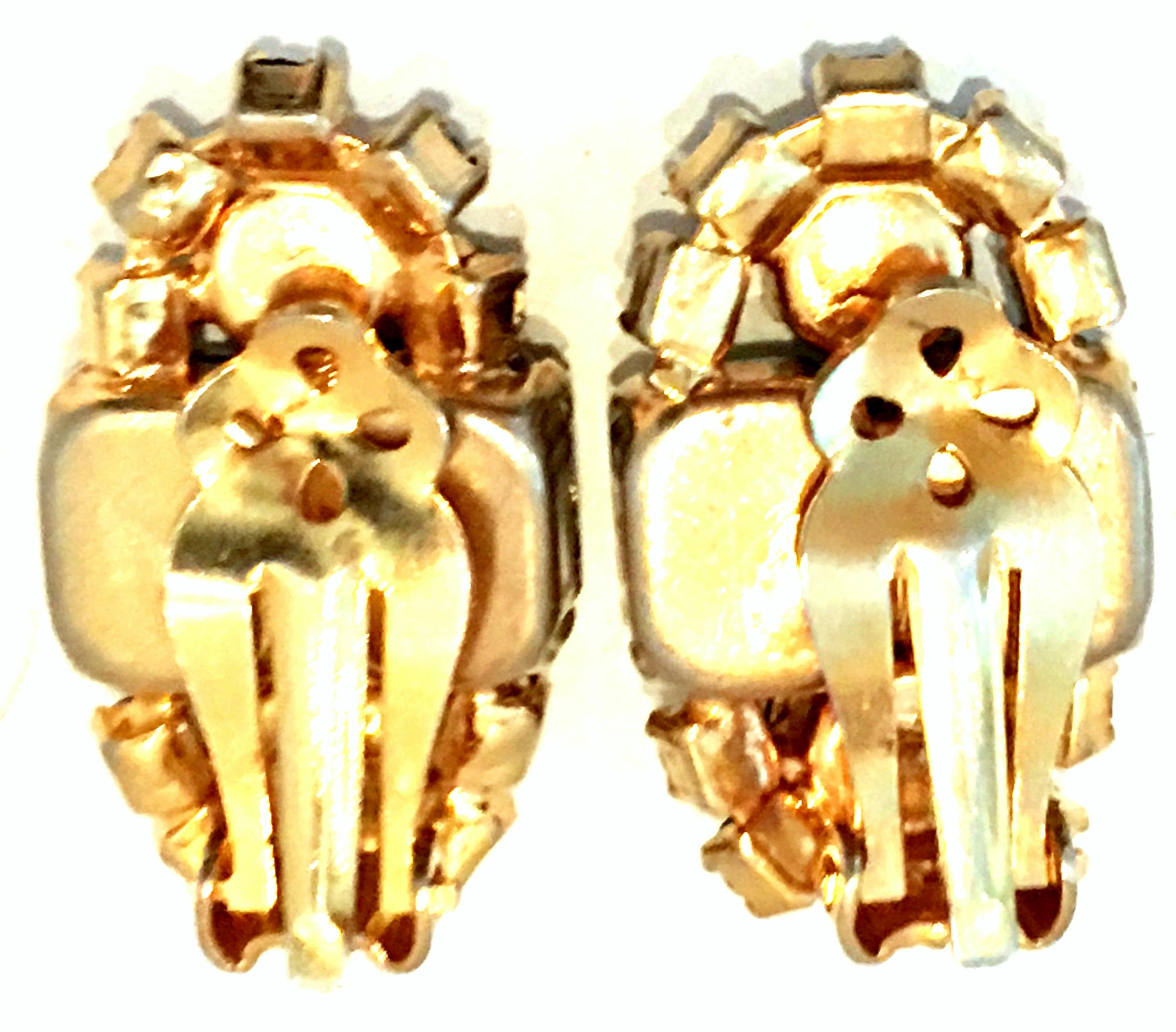 20th Century Pair Of Gold & Austrian Crystal Earrings 3