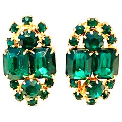 20th Century Pair Of Gold & Austrian Crystal Earrings